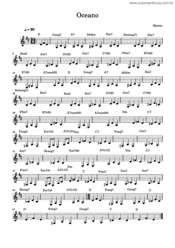 Partitura da música Oceano v.30
