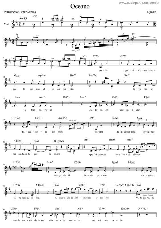 Partitura da música Oceano v.38