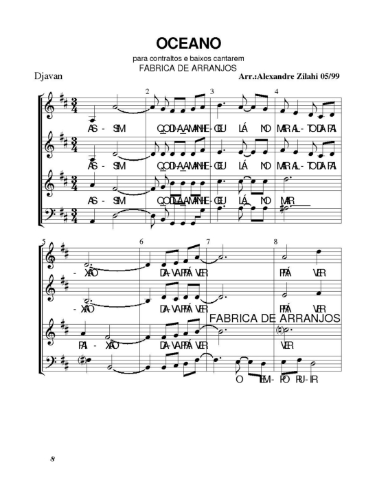 Partitura da música Oceano v.7