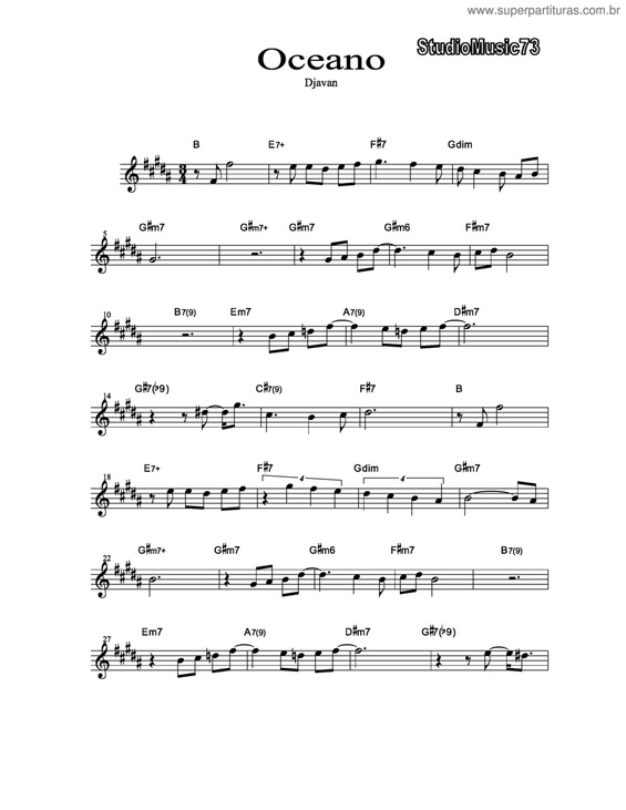 Partitura da música Oceano v.9