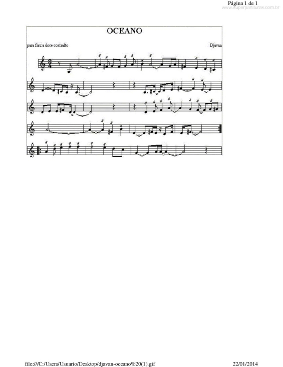 Partitura da música Oceano