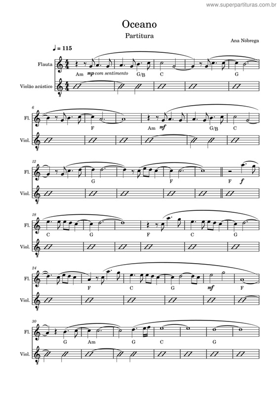 Partitura da música Oceanos v.10