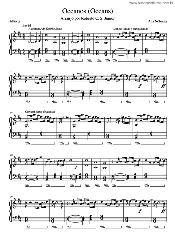 Partitura da música Oceanos v.13