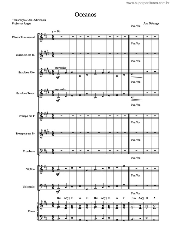Partitura da música Oceanos v.14