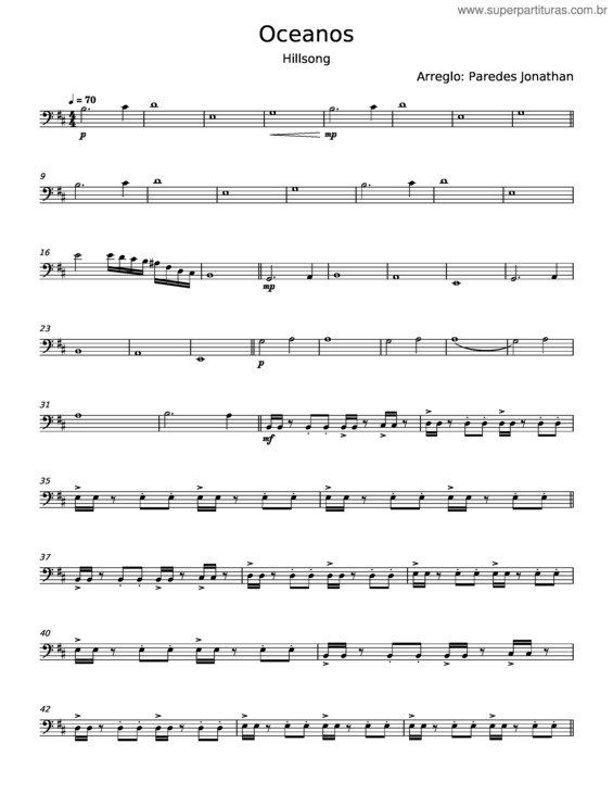 Partitura da música Oceanos v.24