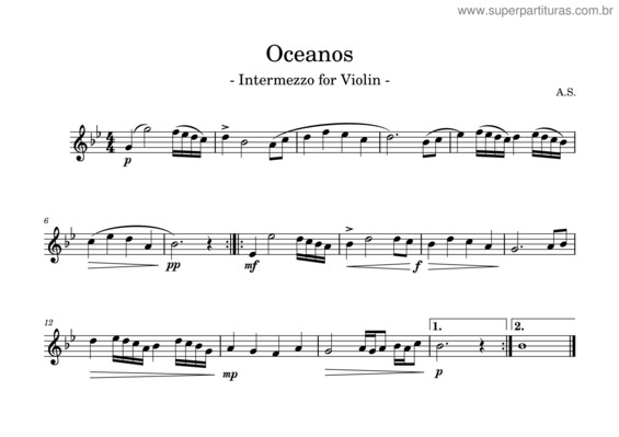 Partitura da música Oceanos v.29
