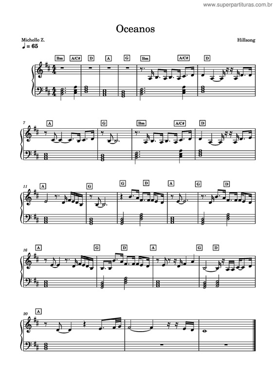 Partitura da música Oceanos v.6