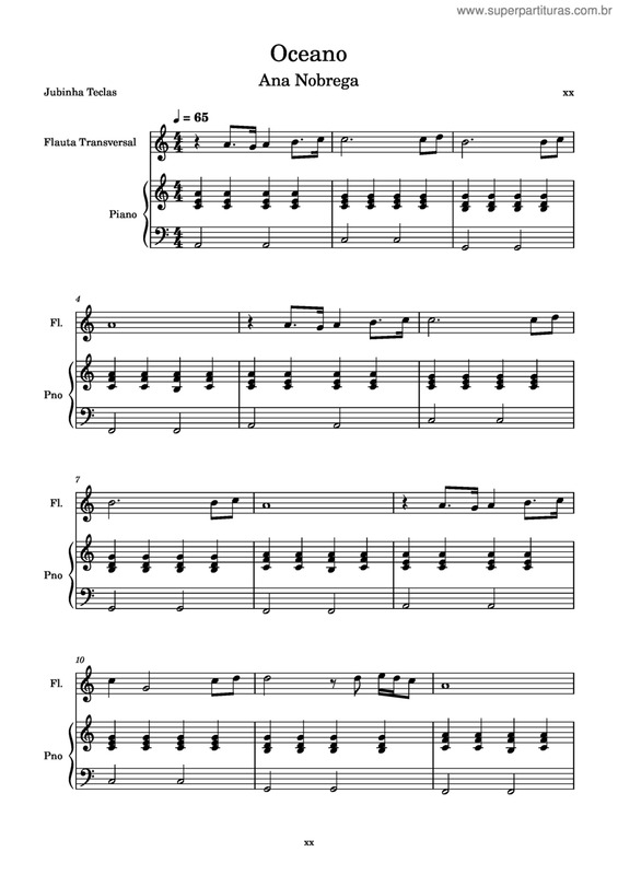 Partitura da música Oceanos v.8