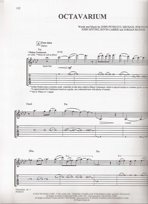 Partitura da música Octavarium