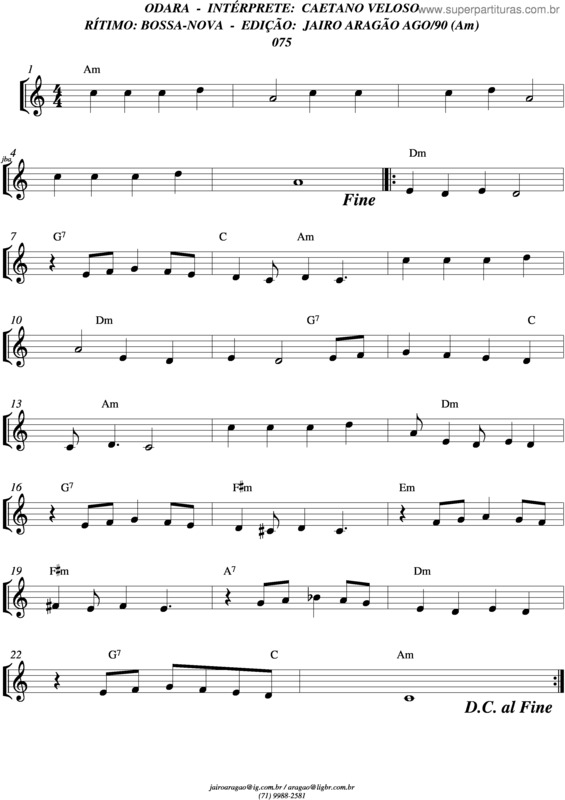 Partitura da música Odara v.2