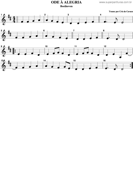 Partitura da música Ode A Alegria v.3