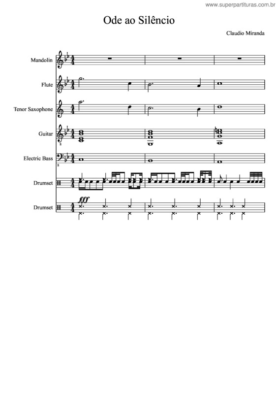 Partitura da música Ode Ao Silencio