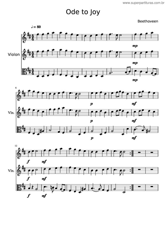 Partitura da música Ode To Joy v.4