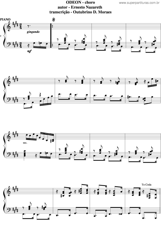 Partitura da música Odeon v.13