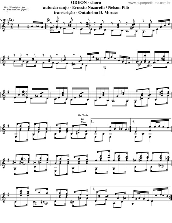 Partitura da música Odeon v.14