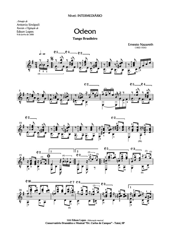 Partitura da música Odeon v.17