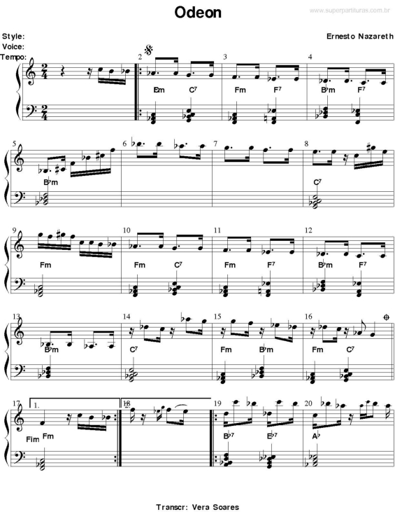 Partitura da música Odeon v.2