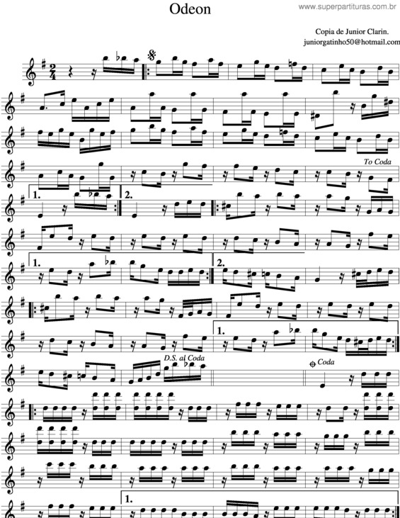 Partitura da música Odeon v.7