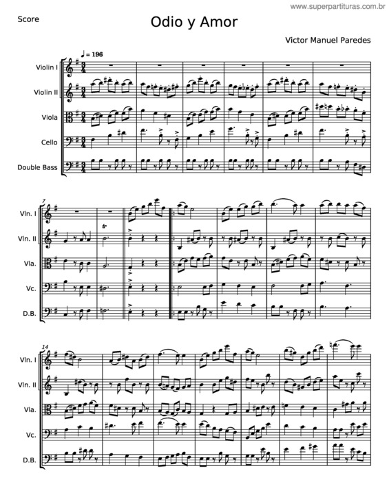 Partitura da música Odio Y Amor – Victor Manuel Paredes