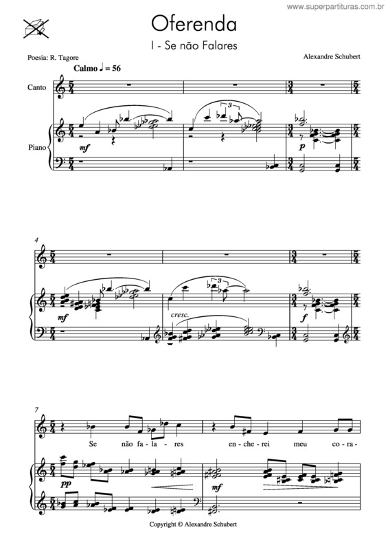 Partitura da música Oferenda