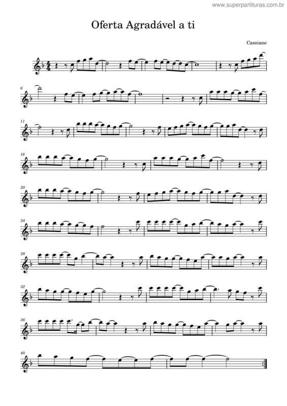 Partitura da música Oferta Agradável A Ti – Sax Tenor – Cassiane v.2
