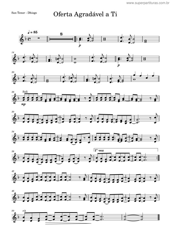 Partitura da música Oferta Agradável A Ti – Shirley Carvalhaes