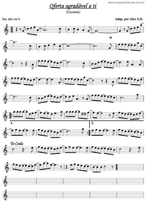 Partitura da música Oferta Agradável a Ti v.3