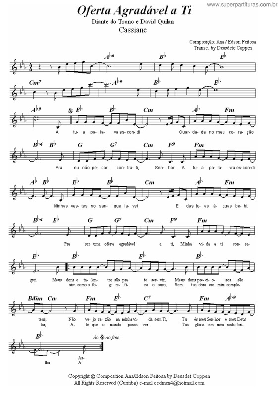 Partitura da música Oferta Agradável a Ti v.4