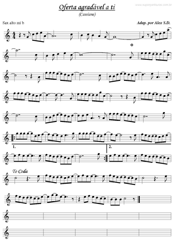 Partitura da música Oferta Agradável a Ti