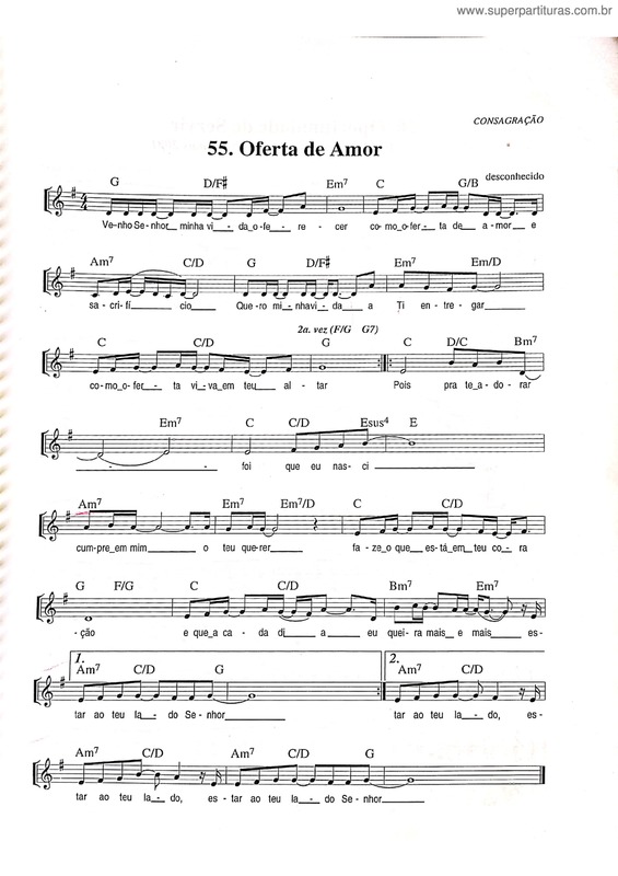 Partitura da música Oferta De Amor v.6