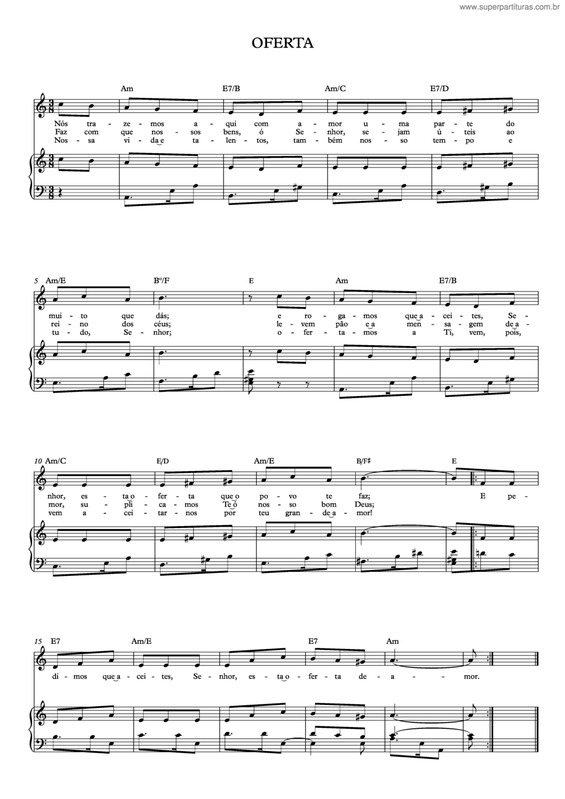 Partitura da música Oferta