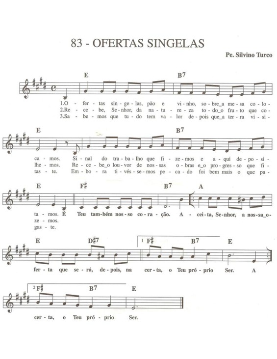 Partitura da música Ofertas Singelas