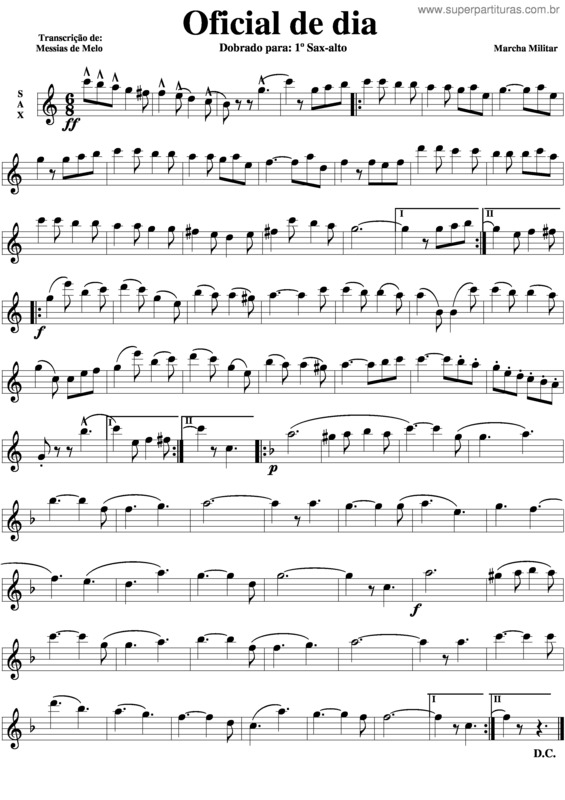 Partitura da música Oficial De Dia