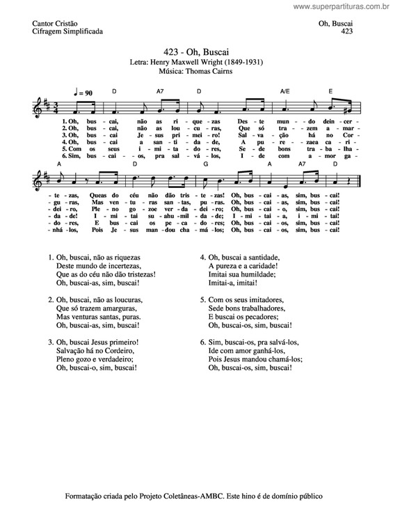 Partitura da música Oh, Buscai