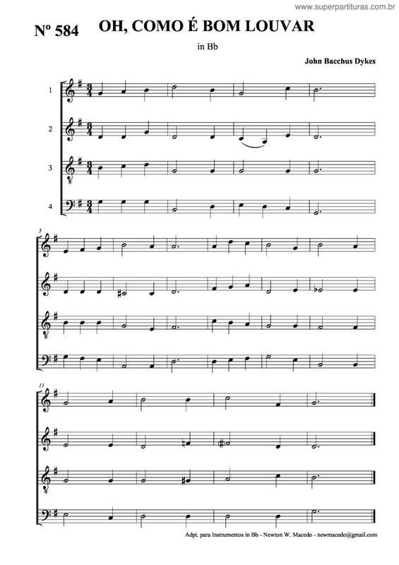 Partitura da música Oh, Como É Bom Louvar v.3