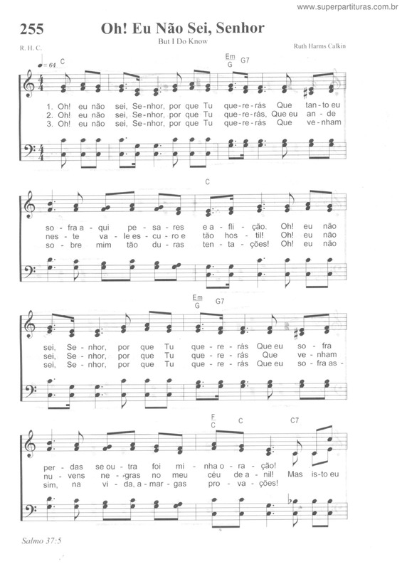 Partitura da música Oh! Eu Não Sei, Senhor