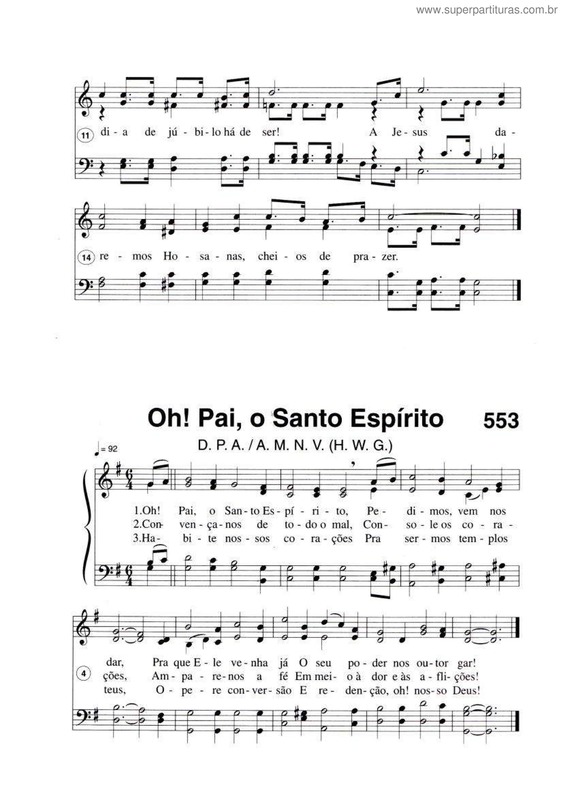 Partitura da música Oh! Pai, O Santo Espírito