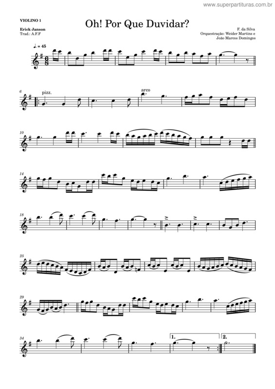 Partitura da música Oh! Por Que Duvidar? – Violino 1