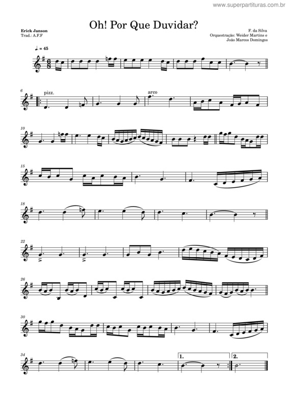 Partitura da música Oh! Por Que Duvidar? – Violino 2