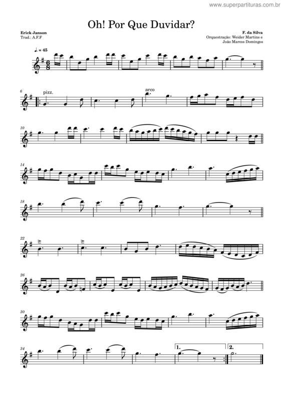Partitura da música Oh! Por Que Duvidar? v.2