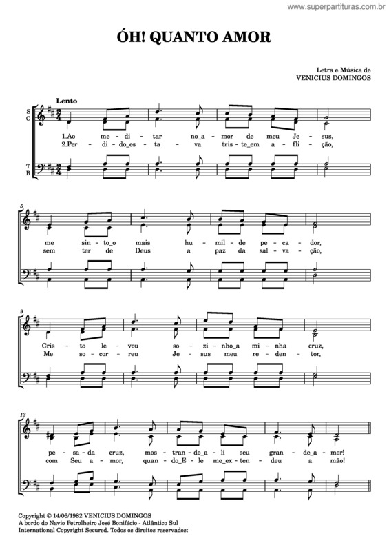 Partitura da música Óh! Quanto Amor