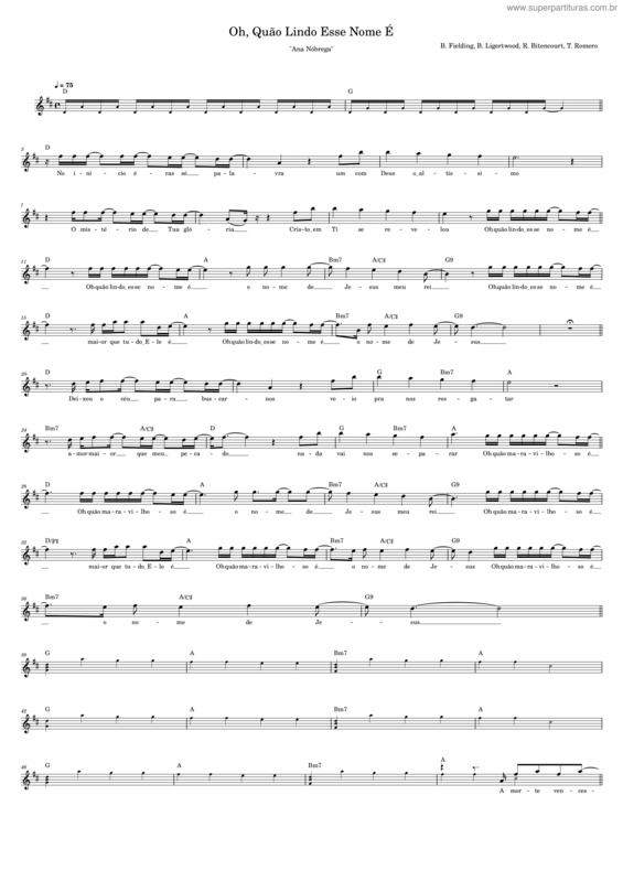 Partitura da música Oh, Quão Lindo Esse Nome É – B. Fielding