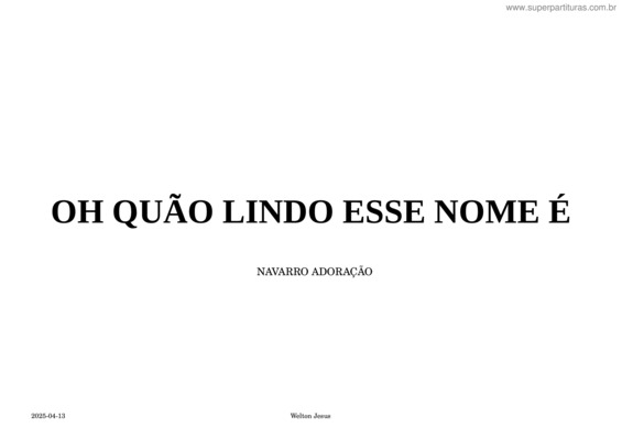 Partitura da música Oh, Quão Lindo Esse Nome É – D – Juventude – Violão + Tablatura