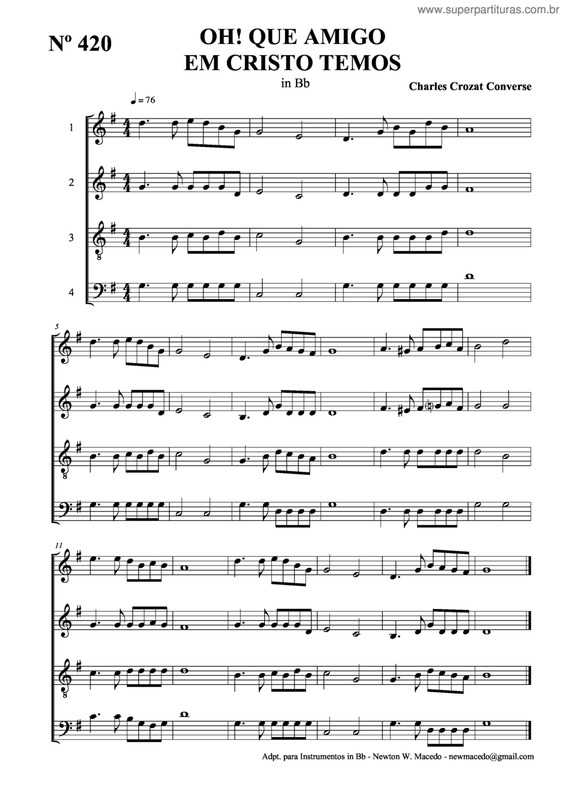 Partitura da música Oh! Que Amigo Em Cristo Temos