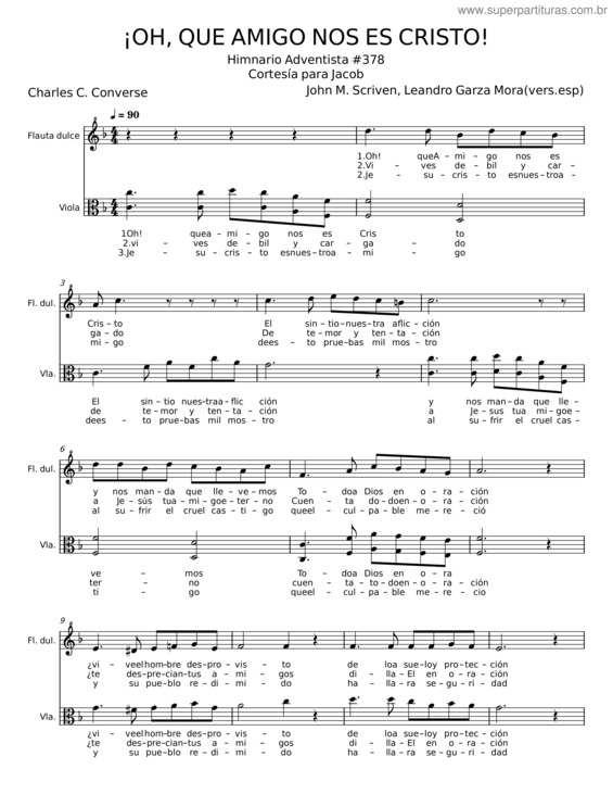 Partitura da música Oh, Que Amigo Nos Es Cristo – Charles C. Converse