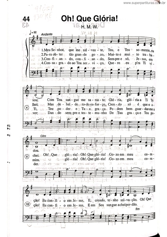 Partitura da música Oh! Que Glória