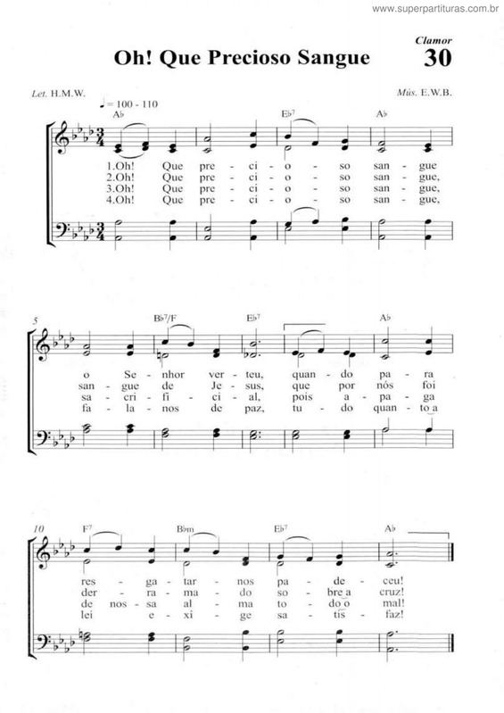 Partitura da música Oh! Que Precioso Sangue