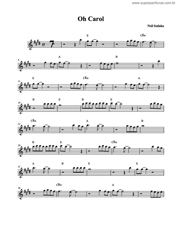 Partitura da música Oh Carol v.2