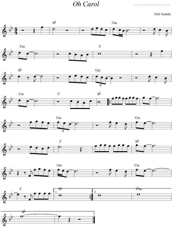 Partitura da música Oh Carol