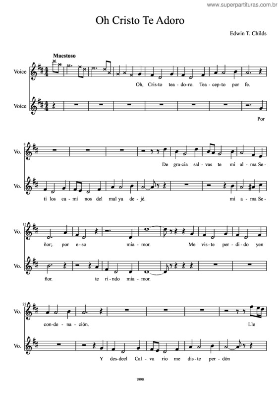 Partitura da música Oh Cristo Te Adoro